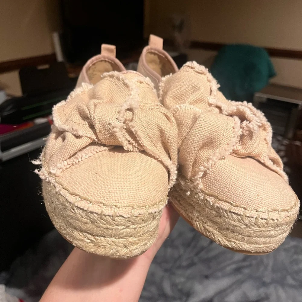 Sam Edelman Blush Pink Canvas Espadrille Platform Slip-Ons
